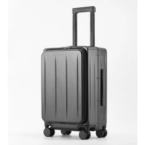 Newly 20-Inch Front-Opening Trolley Carry-On Suitcase Hard Shell Multifunctional Luggage USB Charging and Cup Holder Suitcase